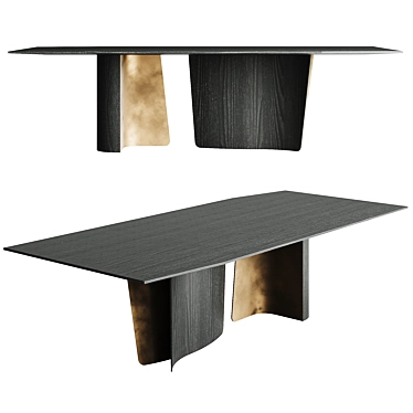 Elegant Leaf Wood Marble Table 3D model image 1 