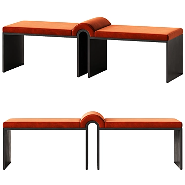 Velvet Bronze Arc Bench 3D model image 1 