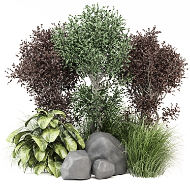 Outdoor Bush Plants Set 989 3D model image 1 