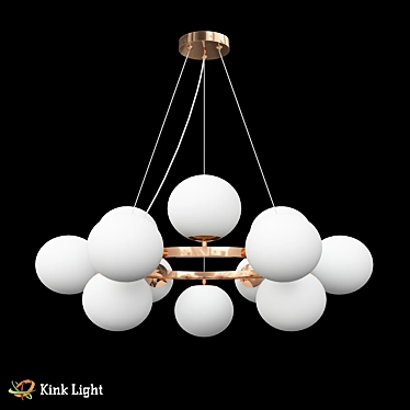 Scandinavian Style Chandelier, French Gold 3D model image 1 