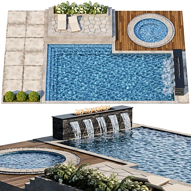 Luxury Pool 3D Model Kit 3D model image 1 