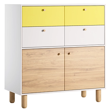 Modern Wood Dresser with Mirror 3D model image 1 