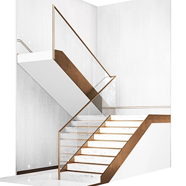 Modern Staircase with Railings 3D model image 1 