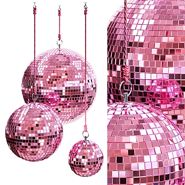 Disco Ball Set: Chrome & Pink 3D model image 1 