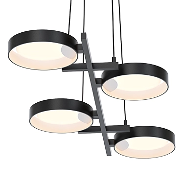 Sleek Satin Black LED Pendant 3D model image 1 