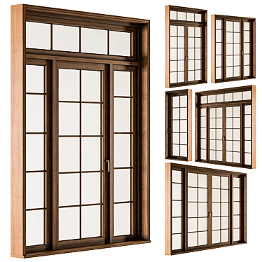 Timeless Wooden Windows Set 25 3D model image 1 