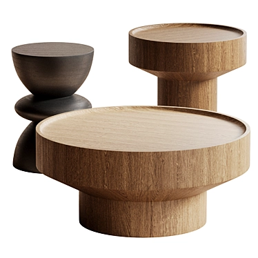 Modern Mango Wood Side Tables 3D model image 1 