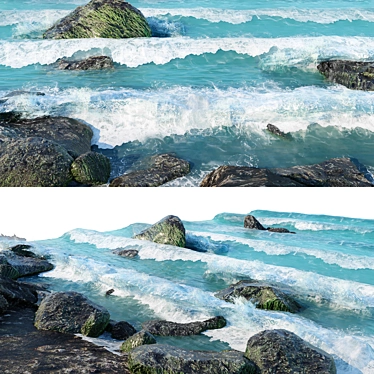 Coastal Rocks Scene with Waves 3D model image 1 