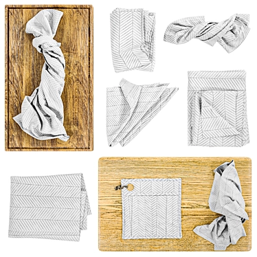 Kitchen Towel Set: Customizable Texture 3D model image 1 