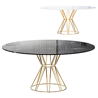 Modern Porcelain Round Steel Table 3D model image 1 