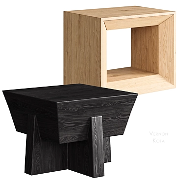 Versatile Natural Wood Side Tables 3D model image 1 