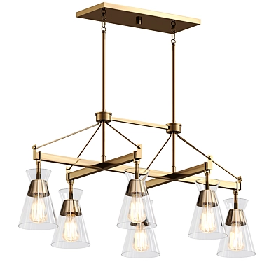 Modern Linear Chandelier Warm Brass 3D model image 1 