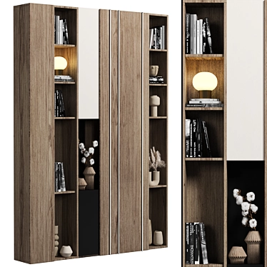 Modular Bookcase with High-Quality Textures 3D model image 1 