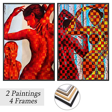 Artwork Set with Various Frames 3D model image 1 