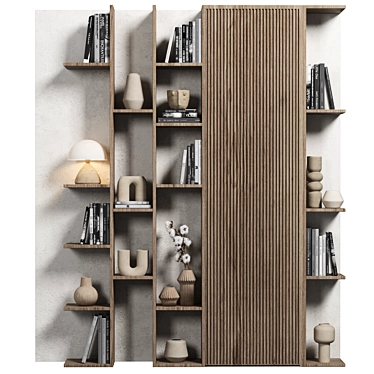 Modular Bookcase with High-Quality Textures 3D model image 1 