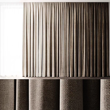 Modern Style Curtain Set 3D model image 1 