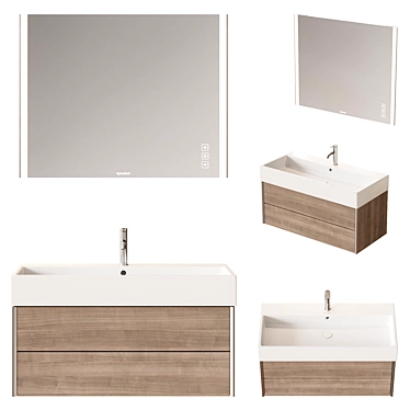 Modern Wood Vanity Set With Integrated Lighting 3D model image 1 