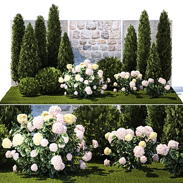 Hydrangea & Cypress Landscape Collection 3D model image 1 