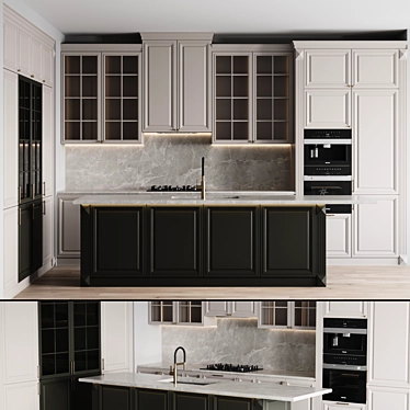 Customizable Kitchen Classic-002 Model 3D model image 1 