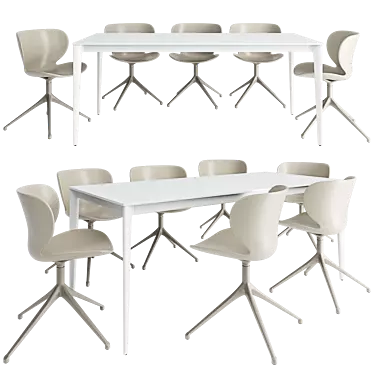 Elegant Torino Table & Hamilton Chair 3D model image 1 