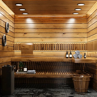 Luxury Sauna Interior 3D Model 3D model image 1 