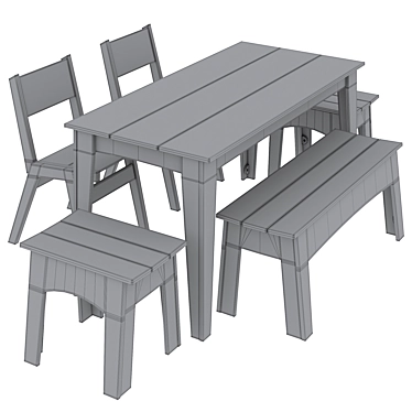 Loll Designs Alfresco Outdoor Dining Set 3D model image 1 