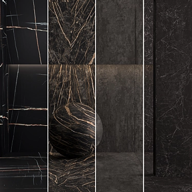 Porcelain tile Laminam Sahara Noir, NATURALI NERO-GRECO, Noir Desire, Cemento Nero. 3000x1000mm.