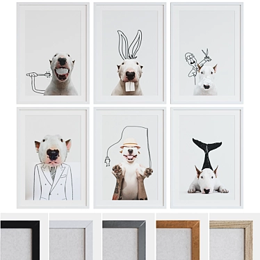 Modern Dog Portrait Picture Frame Set 3D model image 1 