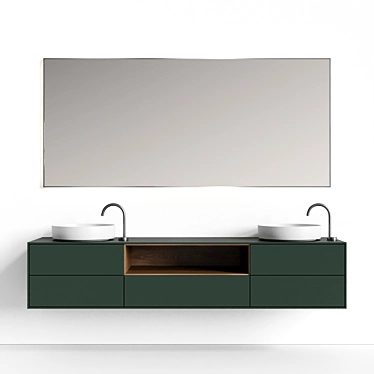 Designer Double Sink Vanity Set 3D model image 1 