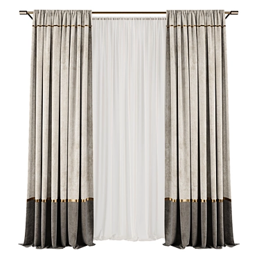 Modern Elegant Curtains Set 3D model image 1 