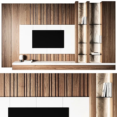 Modern TV Wall Set 4 3D model image 1 