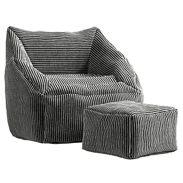 Morgan Charcoal Lounge Chair: Premium Corduroy 3D model image 1 