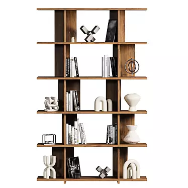 Sleek Walnut Bookcase 'Strata' 3D model image 1 