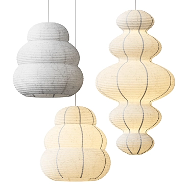 Exquisite Japanese Paper Lanterns 3D model image 1 