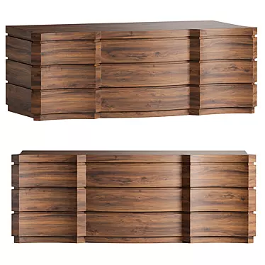  Modern Walnut Chest Drawers 3D model image 1 