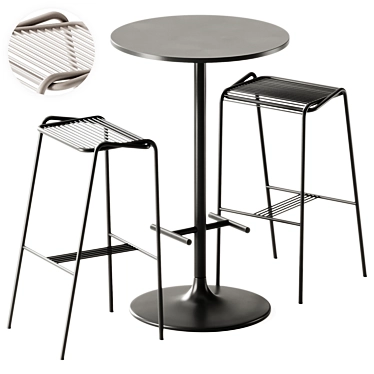 Modern High Table Set & Stools 3D model image 1 