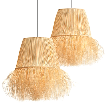 Boho Raffia Organic Table Lamp 3D model image 1 