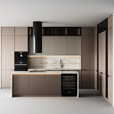 Customizable Modern Kitchen Design 3D model image 1 