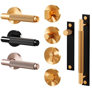 GOTHAM Brass Door Handle Set 3D model image 1 