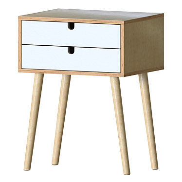 Retro Bedside Table - Gloss 3D model image 1 