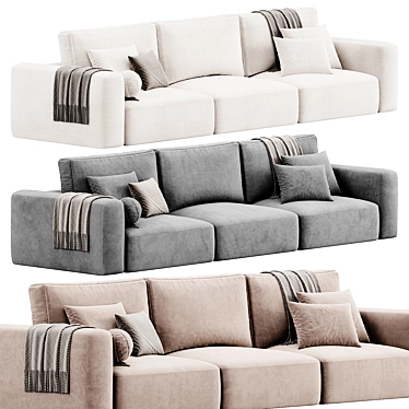 Modern Lionel Three Seater Sofa 3D model image 1 