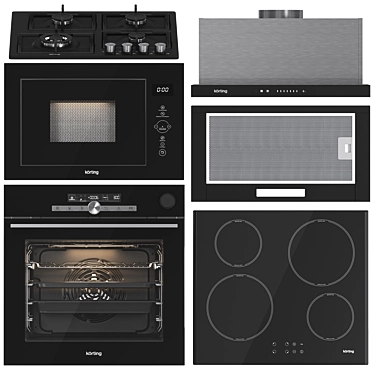 Korting Appliance Set: Oven, Microwave, Cooktops 3D model image 1 