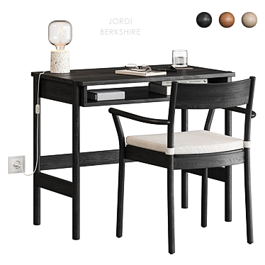 Modern Workspace Set with Chair 3D model image 1 