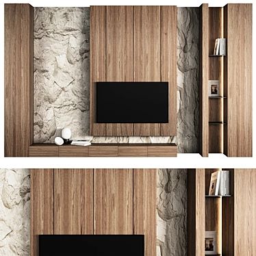 Modern TV Wall Unit Millimeters 3D model image 1 