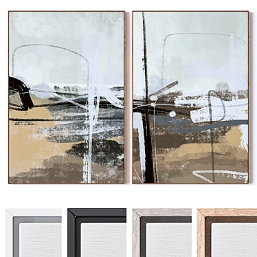 Large Wall Paintings Set: Frame Colors, Bump Texture 3D model image 1 