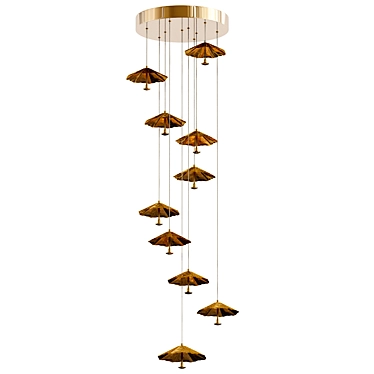 Elegant Lotus Leaf Chandelier 3D model image 1 