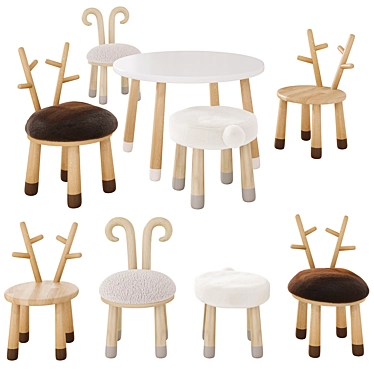 "Animal Friends Kids Furniture Set 3D model image 1 