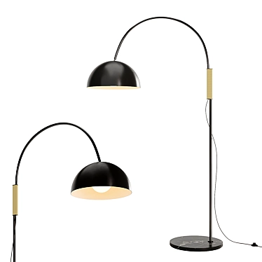 Sleek Arched Black Floor Lamp 3D model image 1 