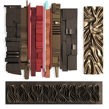 Modern Abstract Metal Wall Sculpture 3D model image 1 