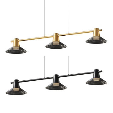 Brass Conical Glass Pendant Lamp 3D model image 1 